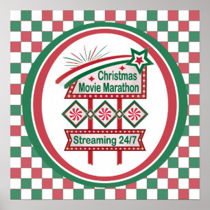 Póster Festival de cartel retro de maratón de películas d