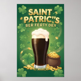 Póster Festival de cerveza de la fiesta del santo irlandé