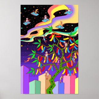 Póster Festival de estrellas Tanabata celebrado en una no