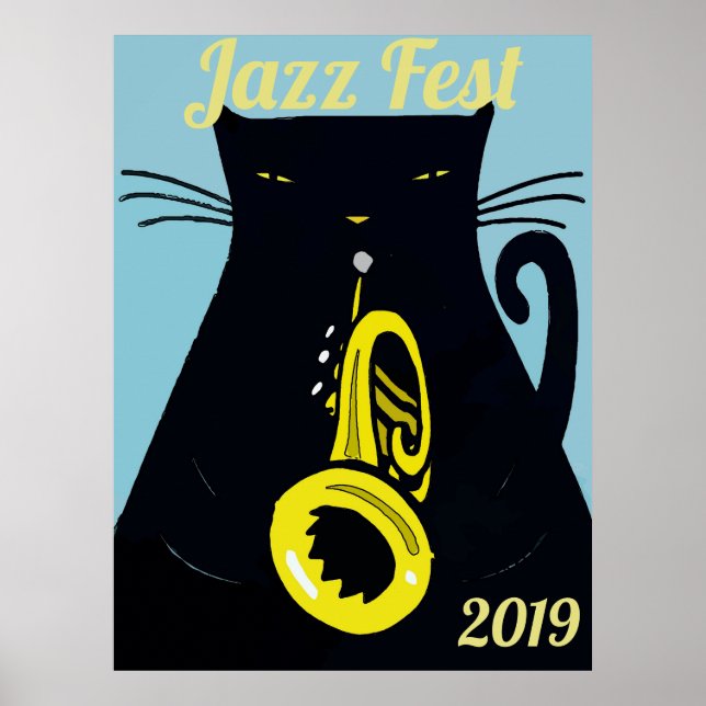 Póster Festival de Gatos Negro con Trucha (Frente)