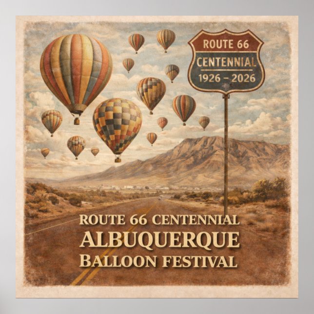 Póster Festival de Globos de Albuquerque Ruta 66 (Frente)