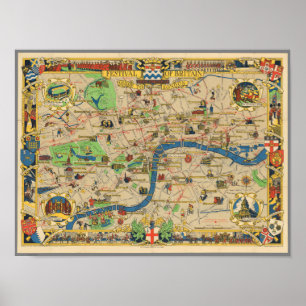 Póster Festival de Gran Bretaña: Guía al mapa de Londres