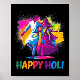 Póster Festival de Holi Feliz Día de los Colores Indios D