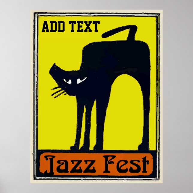 Póster Festival de Jazz Añadir texto a gato negro (Frente)