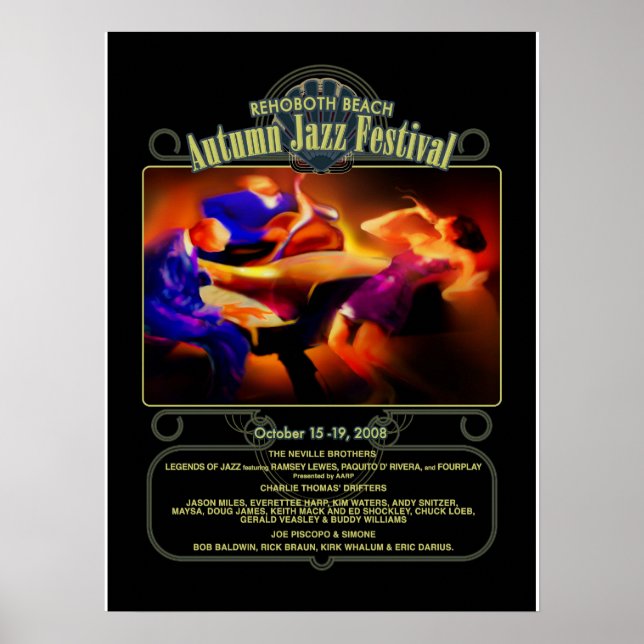 Póster Festival de Jazz de Otoño de Rehoboth Beach 2008 (Frente)