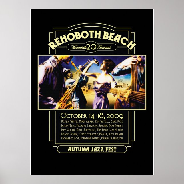 Póster Festival de Jazz de Otoño de Rehoboth Beach 2009 (Frente)