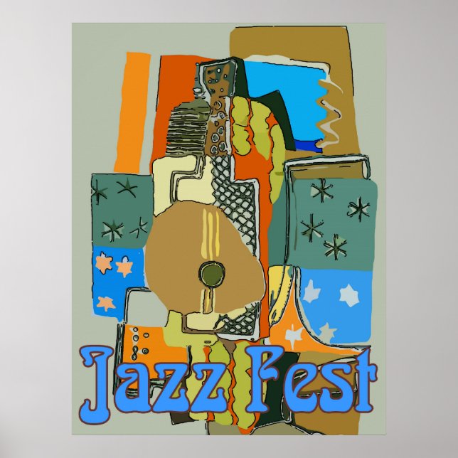 Póster Festival de Jazz, guitarra abstracta (Frente)