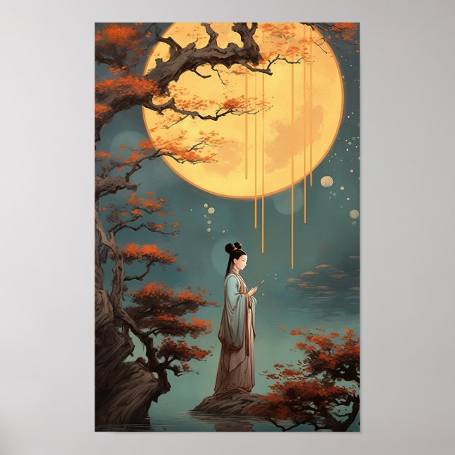Póster Festival de la torta lunar Poster de la luna llena (Frente)