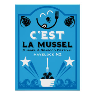 Póster Festival de mejillones y mariscos