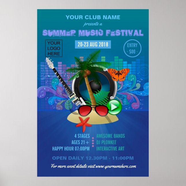 Póster Festival de Música de Verano del Club agrega publi (Frente)