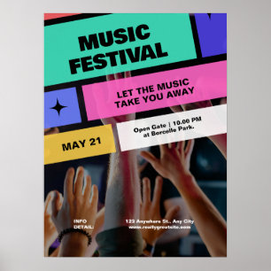 Póster Festival de Música Moderna Colorida, Fiesta Musica