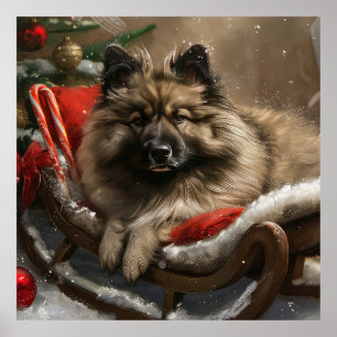 Póster Festival de Navidades de perro de keeshond