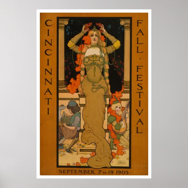 Póster Festival de otoño de Cincinnati Art Nouveau (Frente)