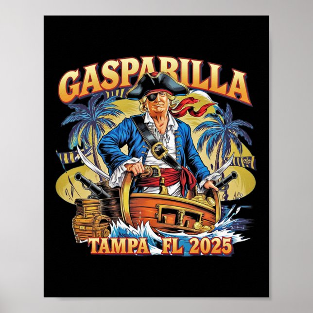 Póster Festival de Piratas Trump Gasparilla Tampa Fl 2025 (Frente)