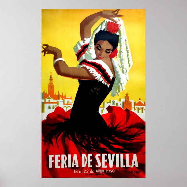 Póster Festival de Sevilla, bailarina española, mujer, tr (Frente)