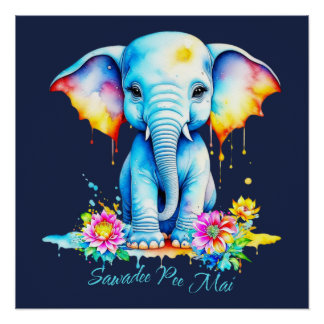 Póster Festival del Elefante de Agua Songkran