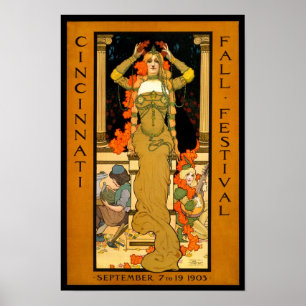 Póster Festival del otoño de 1903. Publicidad de época