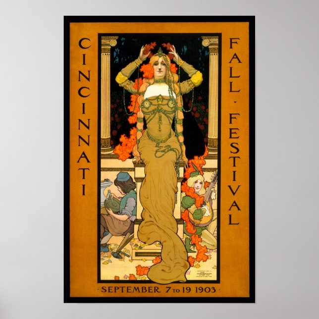 Póster Festival del otoño de 1903. Publicidad de época (Frente)