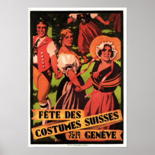 Póster Festival Fete Des Costumes Suisses Geneve 1931