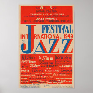 Póster Festival Internacional de Jazz de 1949 Vintage