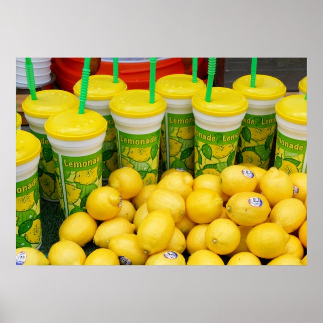 Póster Festival Lemonade Stand Lemons y tazas de bebidas (Frente)