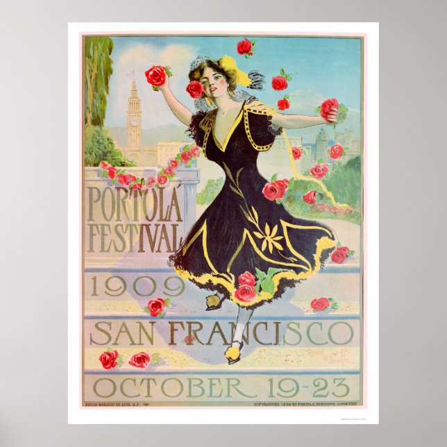 Póster Festival Portola en San Francisco 1909 (Frente)