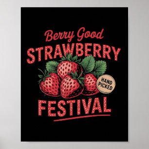 Póster Festival Retro de Fresa en verano