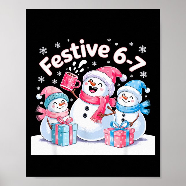 Póster Festive 6 7 Six Seven Meme Christmas Women Men Kid (Frente)