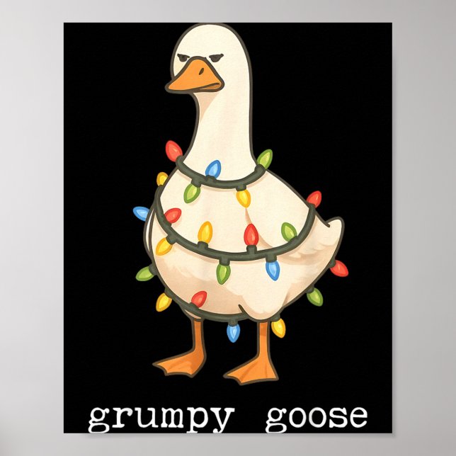 Póster Festive And Mpy Goose Santa Hat Xmas Light Matchin (Frente)