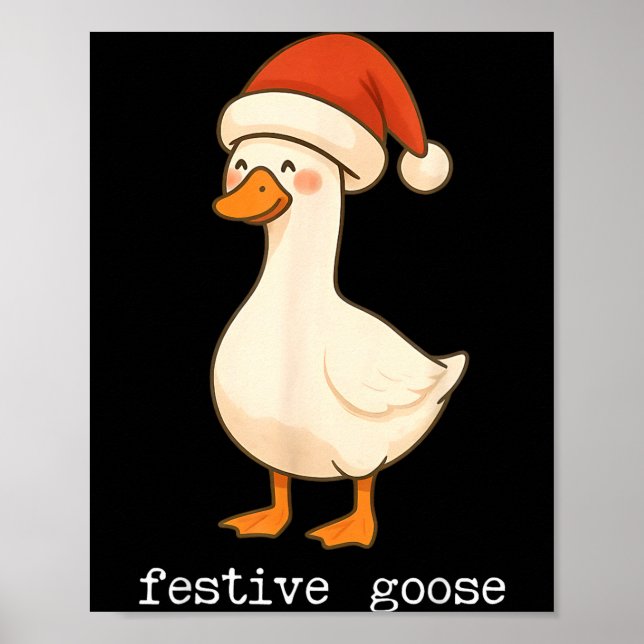 Póster Festive And Mpy Goose Santa Hat Xmas Light Matchin (Frente)