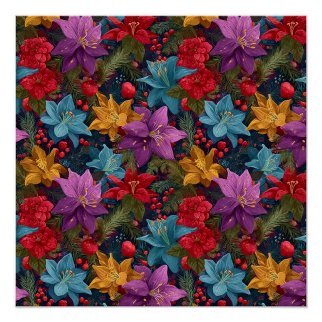 Póster Festive Christmas Botanical Pattern (Anverso)