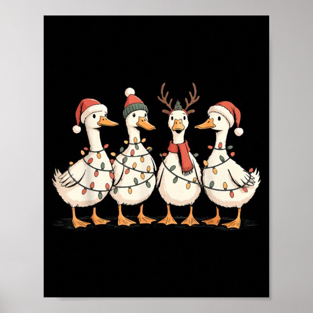 Póster Festive Christmas Ducks Decorative Jolly Xmas Holi (Frente)