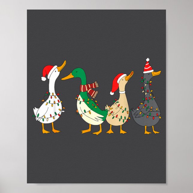Póster Festive Christmas Ducks Decorative Xmas Lights San (Frente)