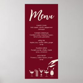 Póster Festive Christmas mid century modern cocktail menu