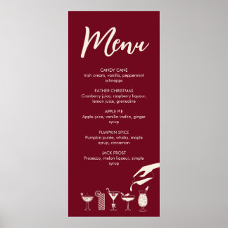 Póster Festive Christmas mid century modern cocktail menu