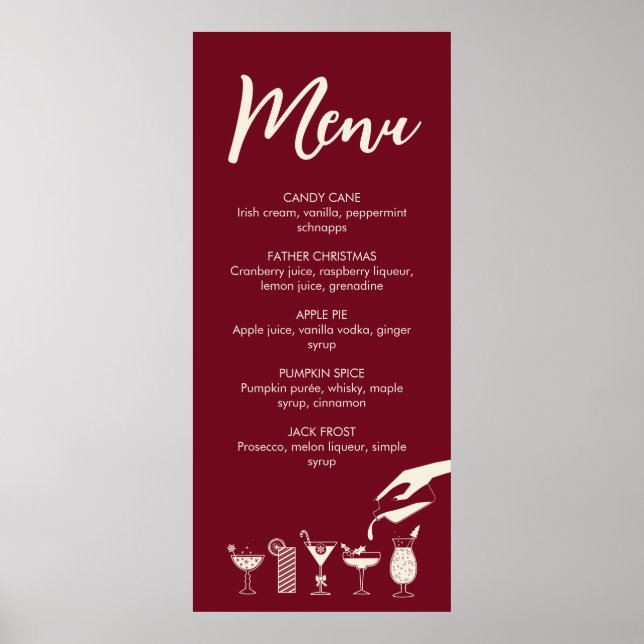 Póster Festive Christmas mid century modern cocktail menu (Frente)