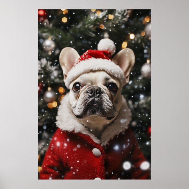 Póster Festive Frenchie: Un retrato navideño (Frente)