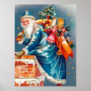 Póster festive vintage Christmas Santa Holiday