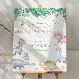 Póster Festividad de cumpleaños de los niños de los dinos