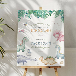 Póster Festividad de cumpleaños de los niños de los dinos