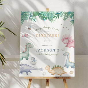 Póster Festividad de cumpleaños de los niños de los dinos