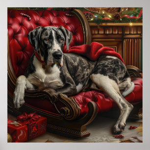 Póster Festividad de los grandes Navidades de perro danés