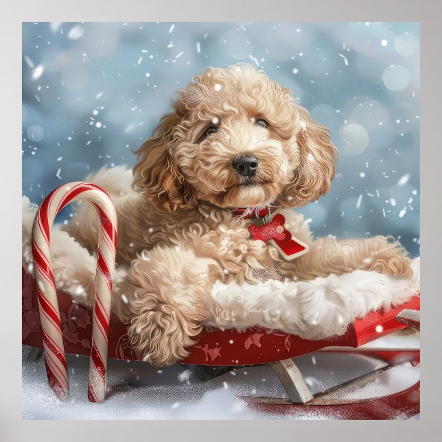 Póster Festividad de los Navidades de perro de Goldendood (Frente)