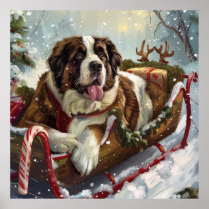 Póster Festividad de los Navidades de Perro de San Bernar