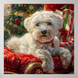Póster Festividad de los Navidades de perros malteses