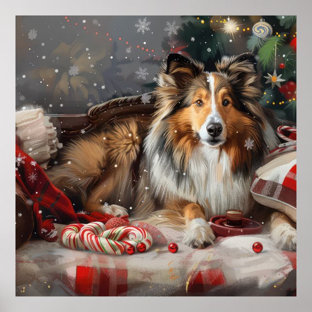 Póster Festividad de los Navidades de Sheepdog de Shetlan (Frente)