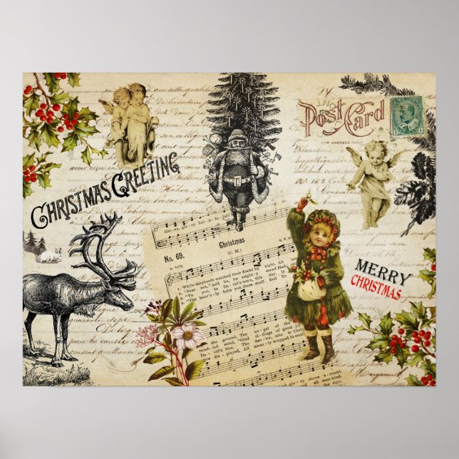 Póster Festividad de los Navidades victorianos Chica y Ho (Frente)