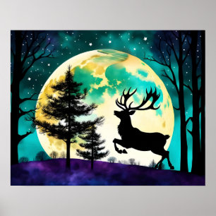 Póster Festividad de luna llena en salto de reno*personal