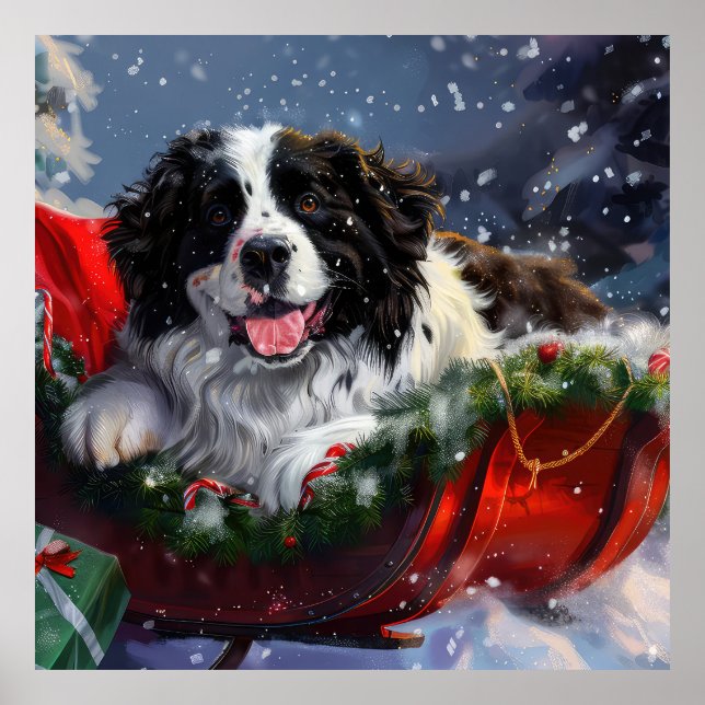 Póster Festividad de Navidades de perros de Terranova (Frente)