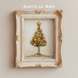 Póster Festividad de pintura de árboles de navidad con ca
